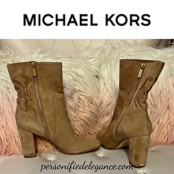 Michael Kors Dolores Suede Dark Khaki Ankle Boots Size 11M - Picture 1 of 14